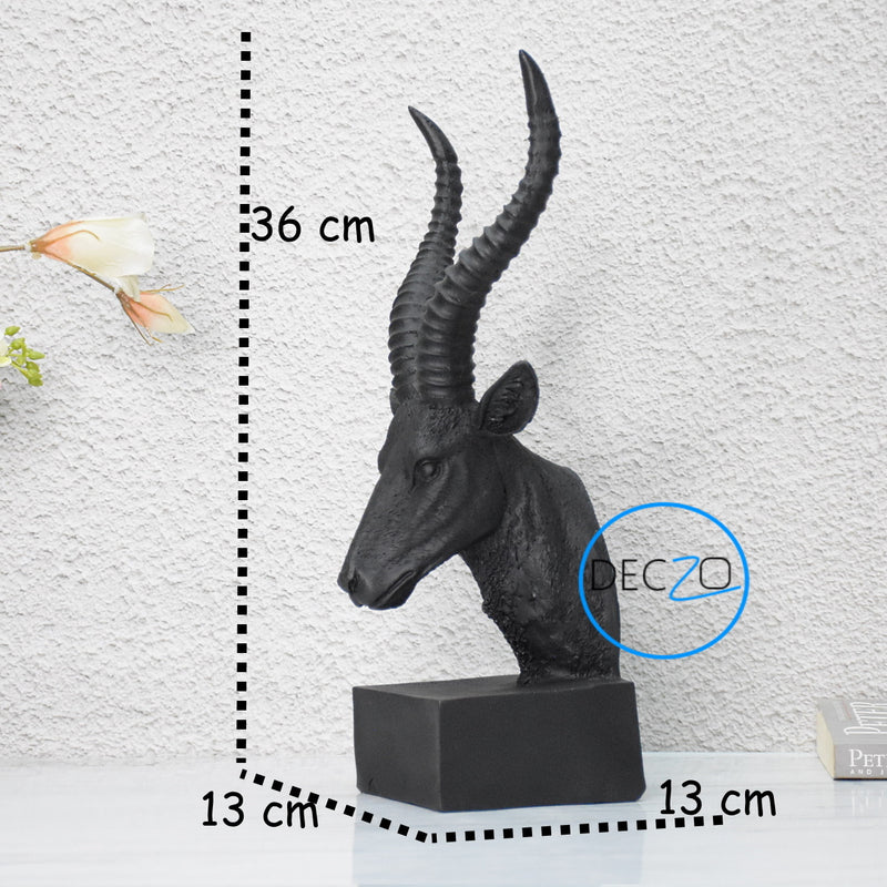 Majestic Deer Head Figurine : Black