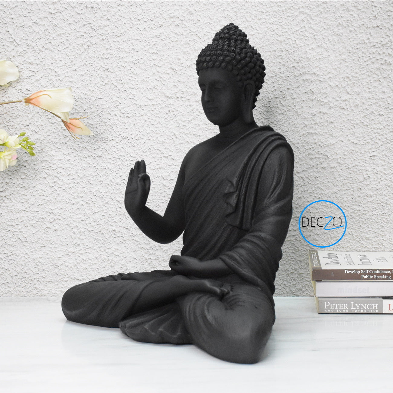 The Healing Spirit Blessing Buddha Statue : 1.25 Feet, Matt Black