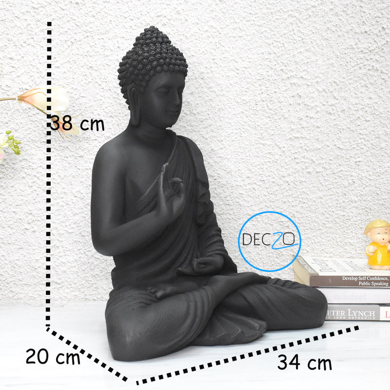 The Healing Spirit Blessing Buddha Statue : 1.25 Feet, Matt Black