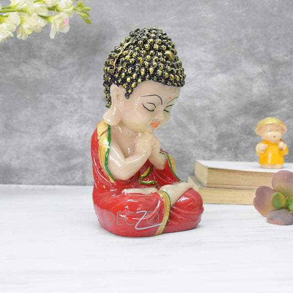 Set of 3 Marbel Buddha in Thinking Position : 19x10x9 CM, Green,Yellow,Red