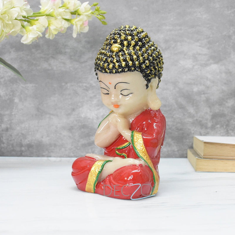 Set of 3 Marbel Buddha in Thinking Position : 19x10x9 CM, Green,Yellow,Red