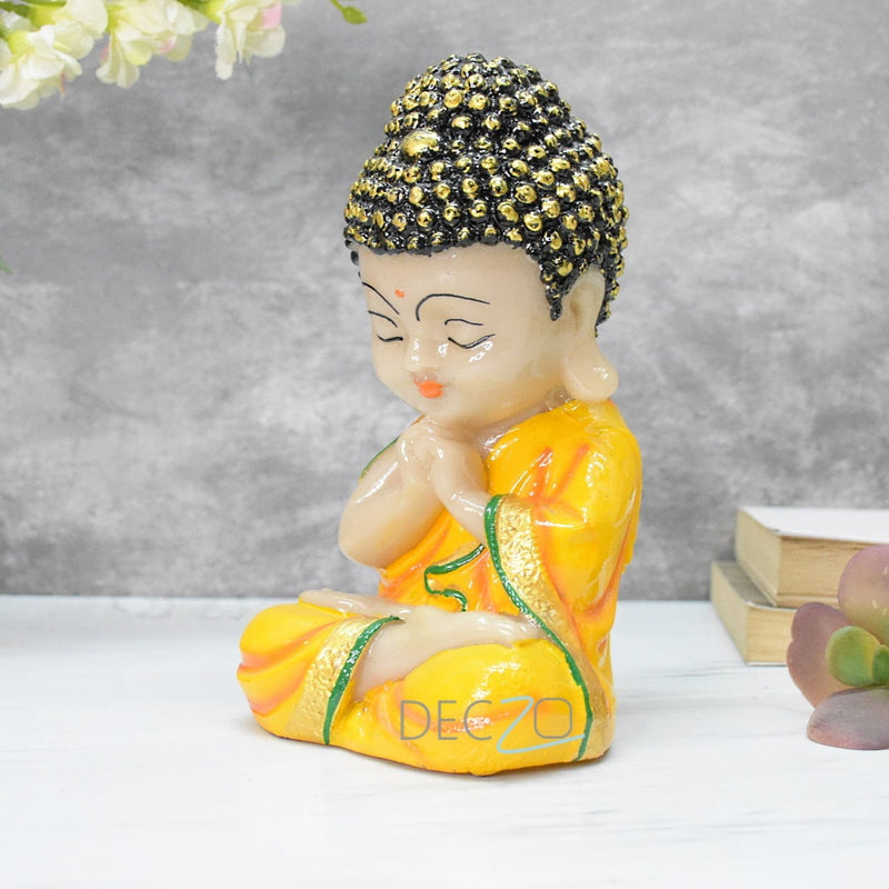 Set of 3 Marbel Buddha in Thinking Position : 19x10x9 CM, Green,Yellow,Red