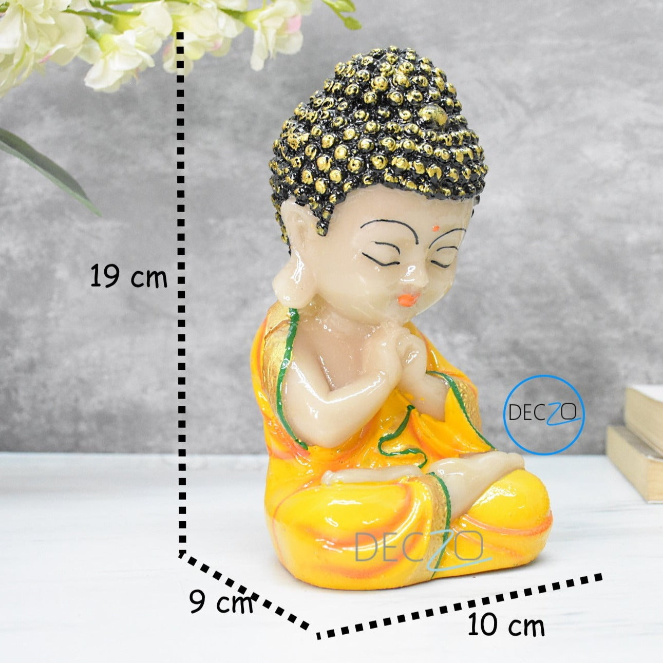 Set of 3 Marbel Buddha in Thinking Position : 19x10x9 CM, Green,Yellow,Red
