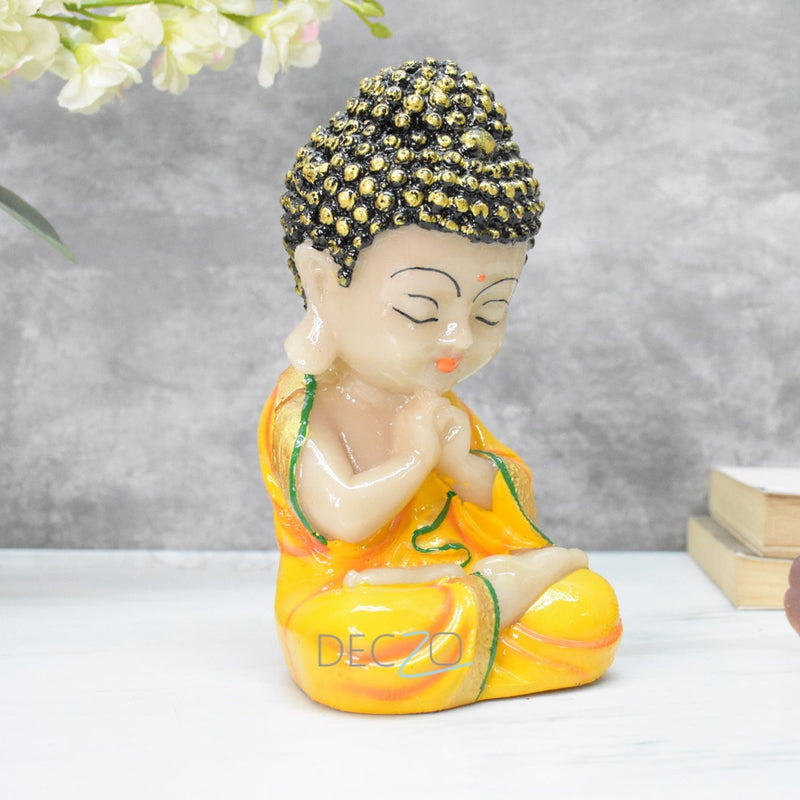 Set of 3 Marbel Buddha in Thinking Position : 19x10x9 CM, Green,Yellow,Red