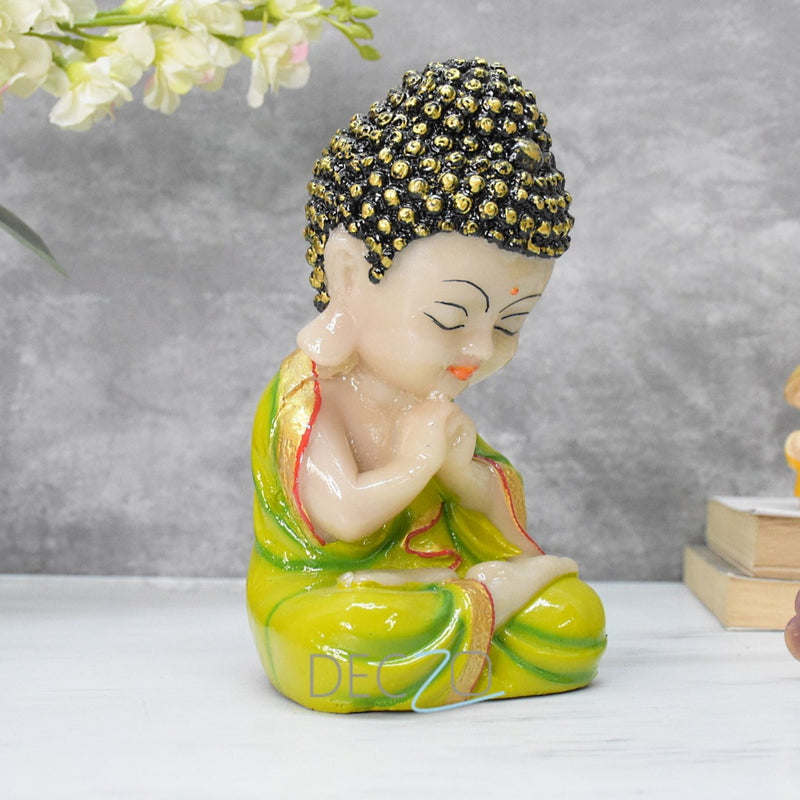 Set of 3 Marbel Buddha in Thinking Position : 19x10x9 CM, Green,Yellow,Red