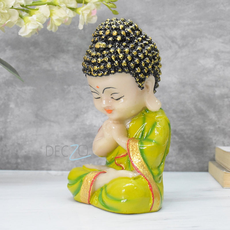 Set of 3 Marbel Buddha in Thinking Position : 19x10x9 CM, Green,Yellow,Red