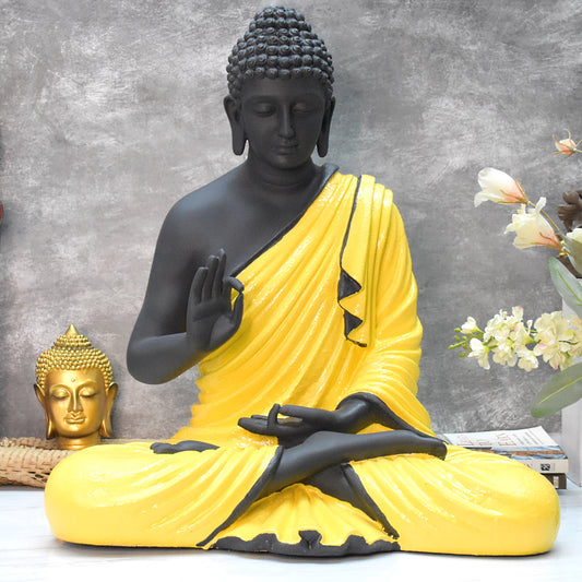 2 Feet Serene Blessing Buddha  : Black and Yellow