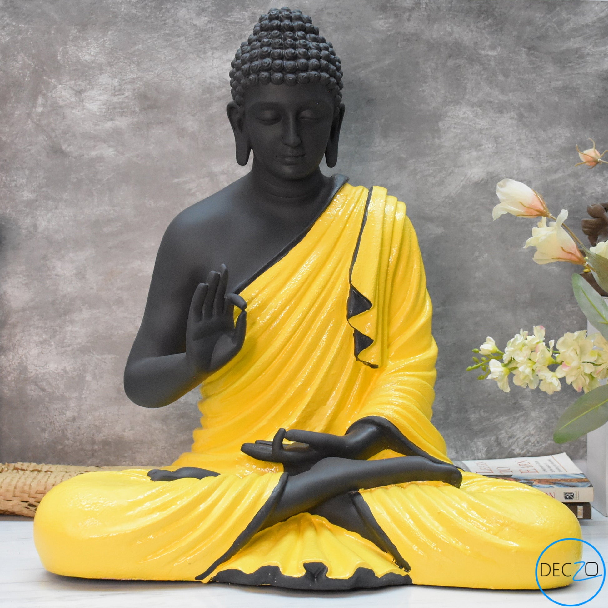 2 Feet Serene Blessing Buddha  : Black and Yellow