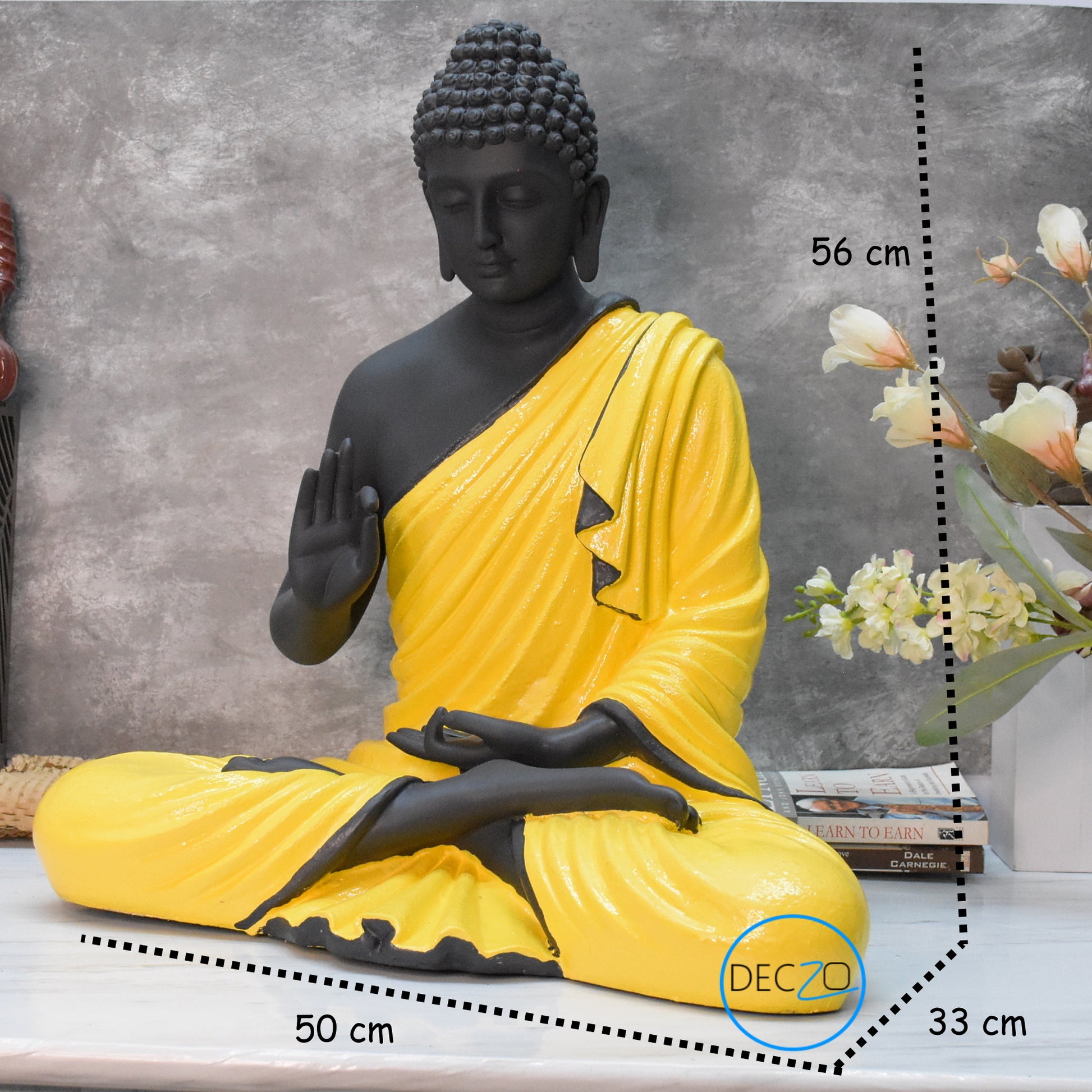 2 Feet Serene Blessing Buddha  : Black,Golden Yellow