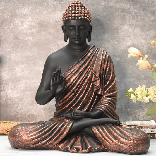 2 Feet Serene Blessing Buddha   : Copper & Black