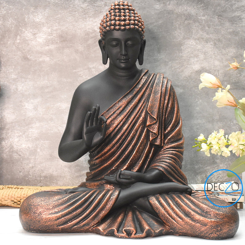2 Feet Serene Blessing Buddha   : Copper & Black - deczo