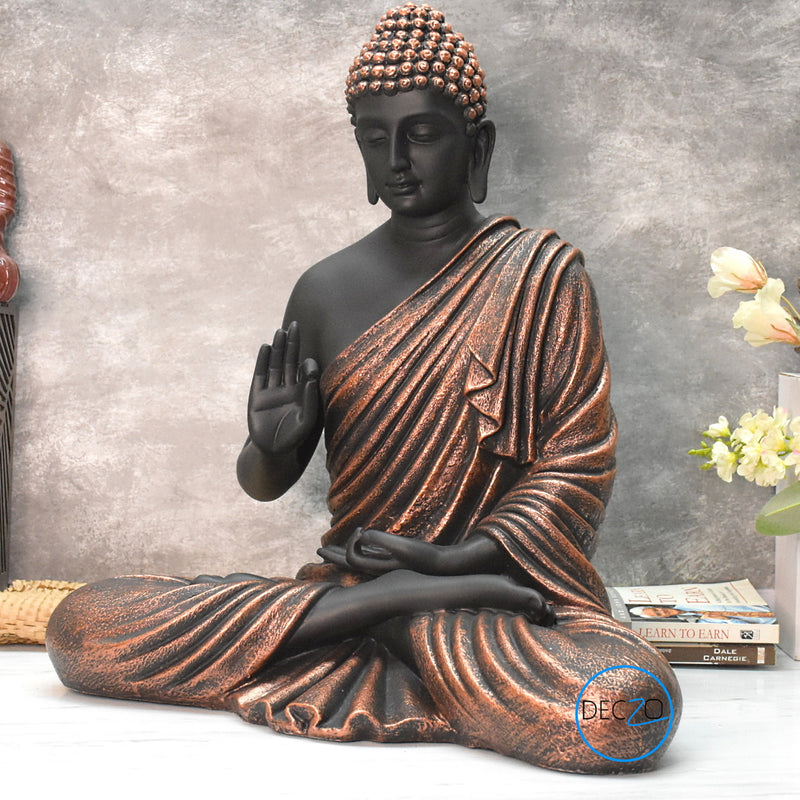 2 Feet Serene Blessing Buddha   : Copper & Black