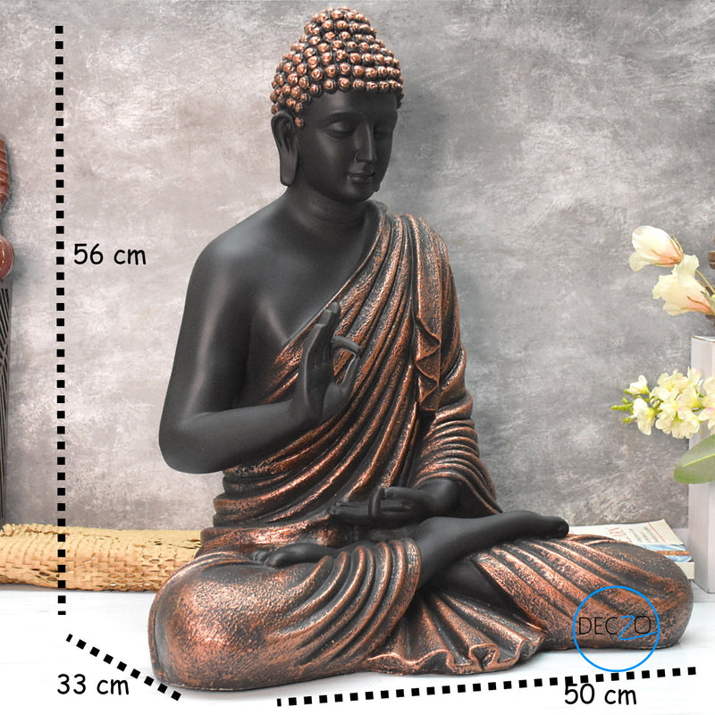 2 Feet Serene Blessing Buddha   : Copper & Black