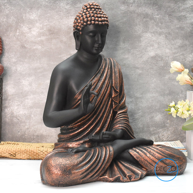 2 Feet Serene Blessing Buddha   : Copper & Black