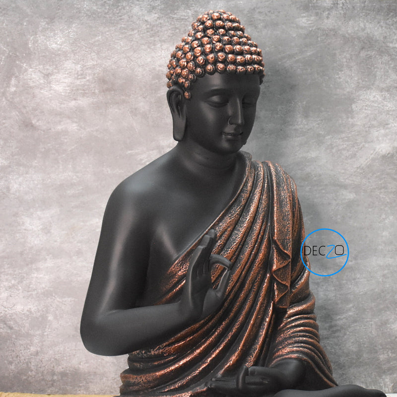 2 Feet Serene Blessing Buddha   : Copper & Black