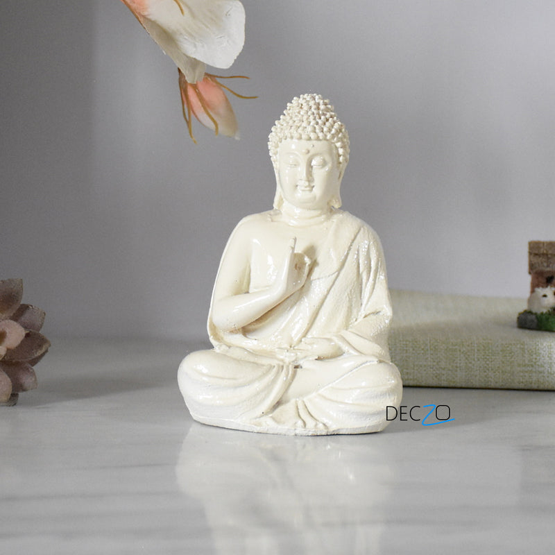 Lord Buddha statue In Three Different Positions : Off-White