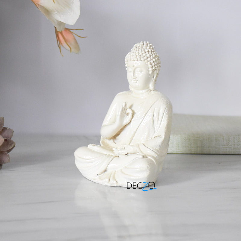 Lord Buddha statue In Three Different Positions : Off-White