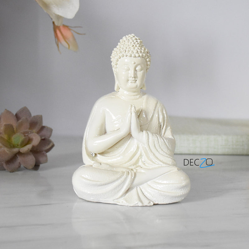 Lord Buddha statue In Three Different Positions : Off-White