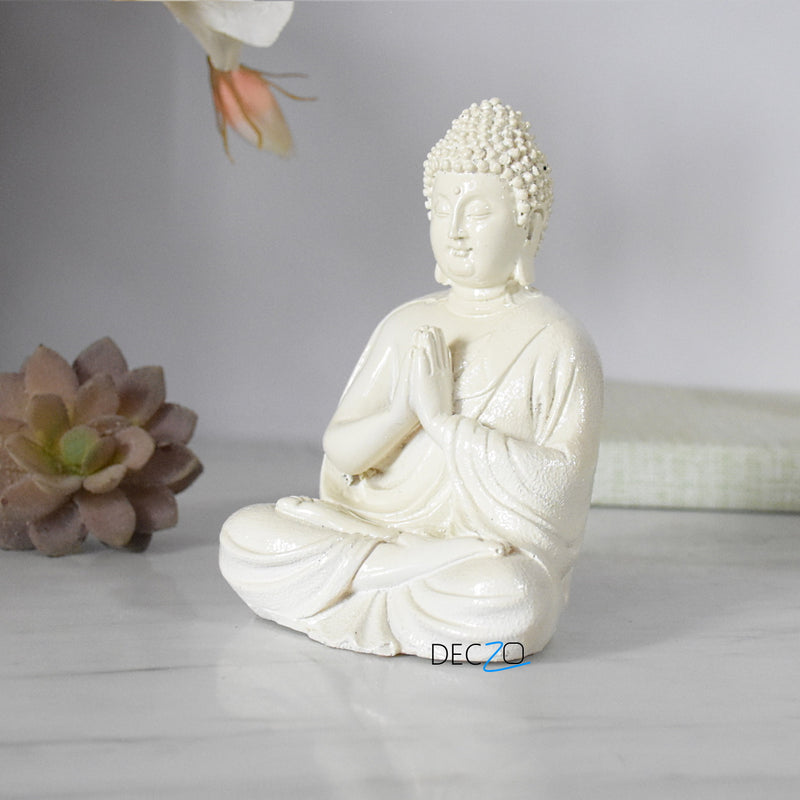 Lord Buddha statue In Three Different Positions : Off-White