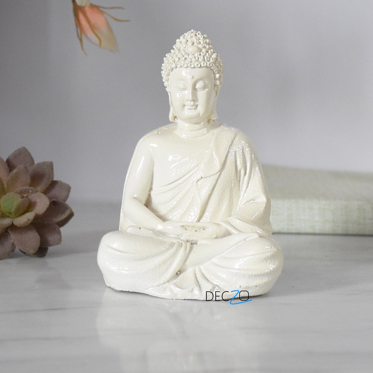 Lord Buddha statue In Three Different Positions : Off-White