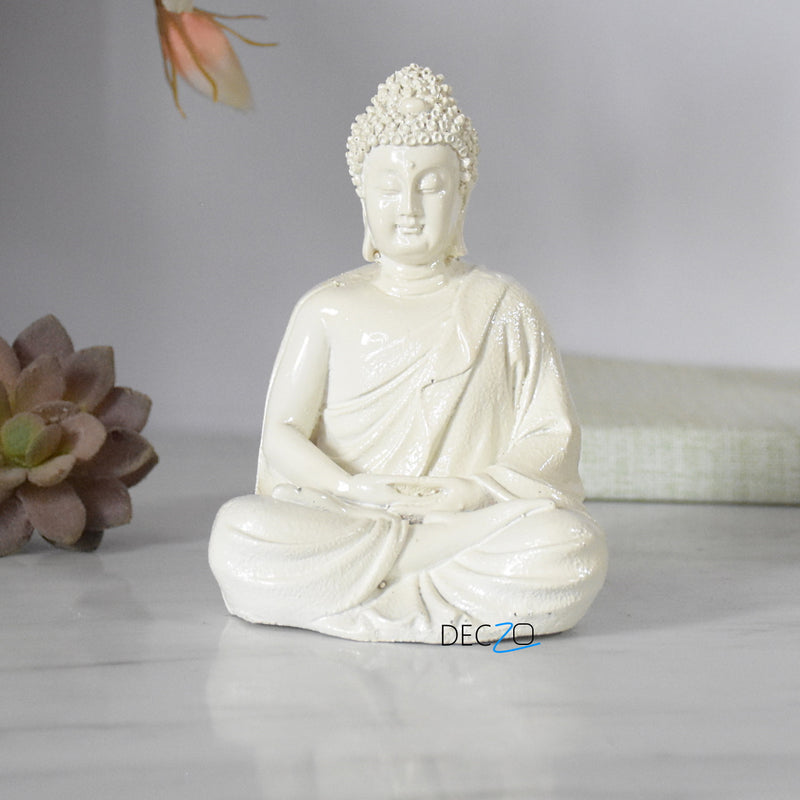 Lord Buddha statue In Three Different Positions : Off-White