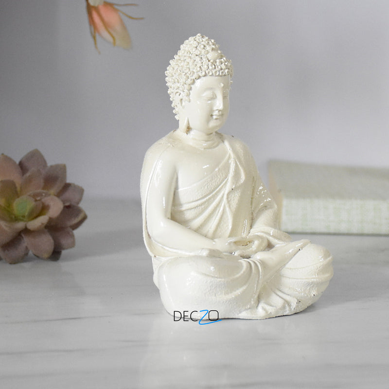 Lord Buddha statue In Three Different Positions : Off-White