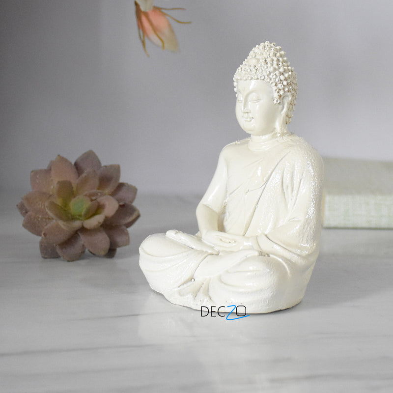 Lord Buddha statue In Three Different Positions : Off-White