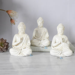 Lord Buddha statue In Three Different Positions : Off-White