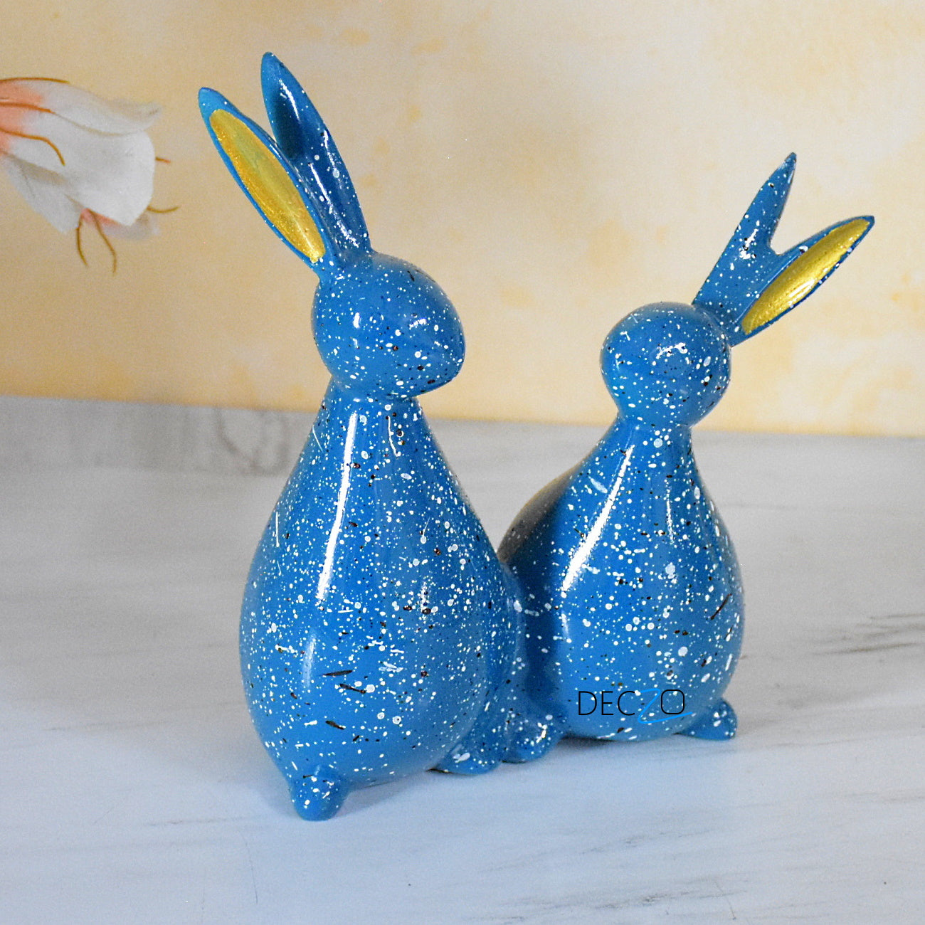 Rabbit Couple Statue - Blue - deczo