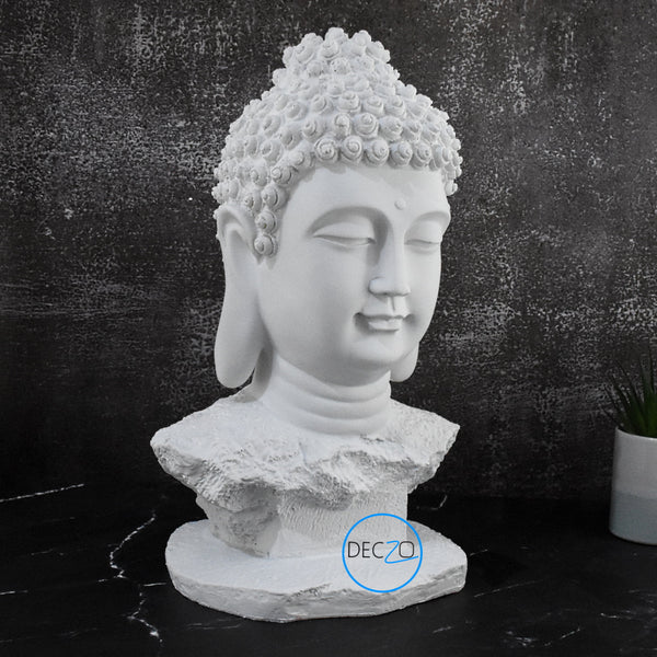 The Amoghasiddhi Buddha Head Statue - Large (White)