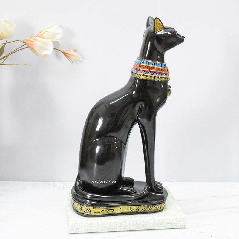 Antique Egyptian Mau showpiece for Peace and Strength : Glossy Black