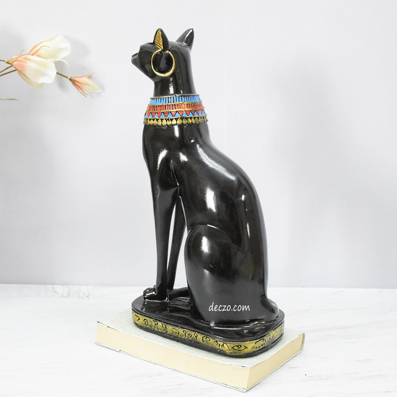 Antique Egyptian Mau showpiece for Peace and Strength : Glossy Black