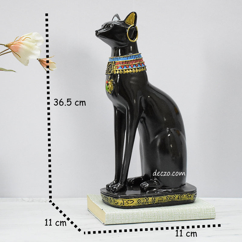 Antique Egyptian Mau showpiece for Peace and Strength : Glossy Black