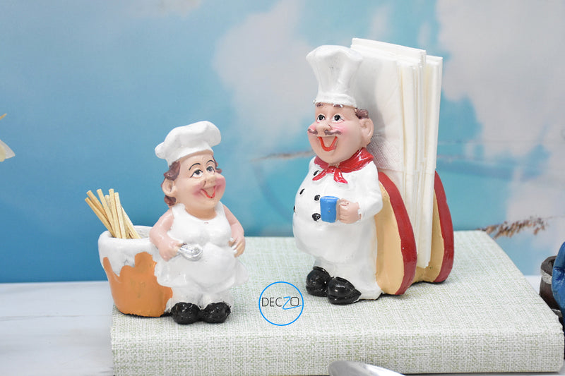 Set of 2 Delightful Chefs  for Toothpick and Tissue Holder