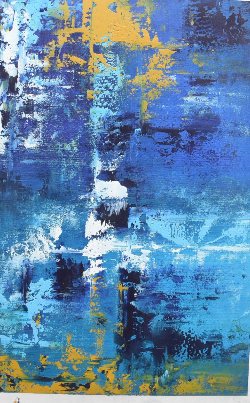 Depth of Blue Handmade Acrylic on Canvas Abstract Wall Painting - Deczo