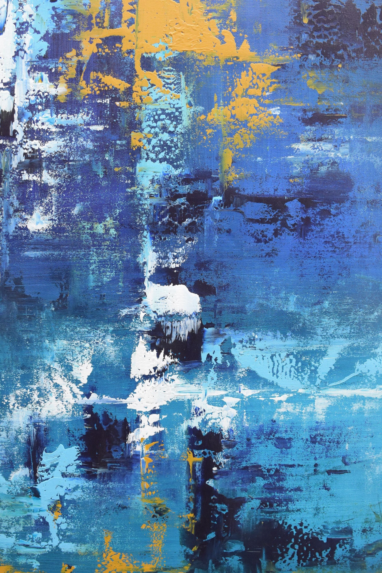 Depth of Blue Handmade Acrylic on Canvas Abstract Wall Painting - Deczo