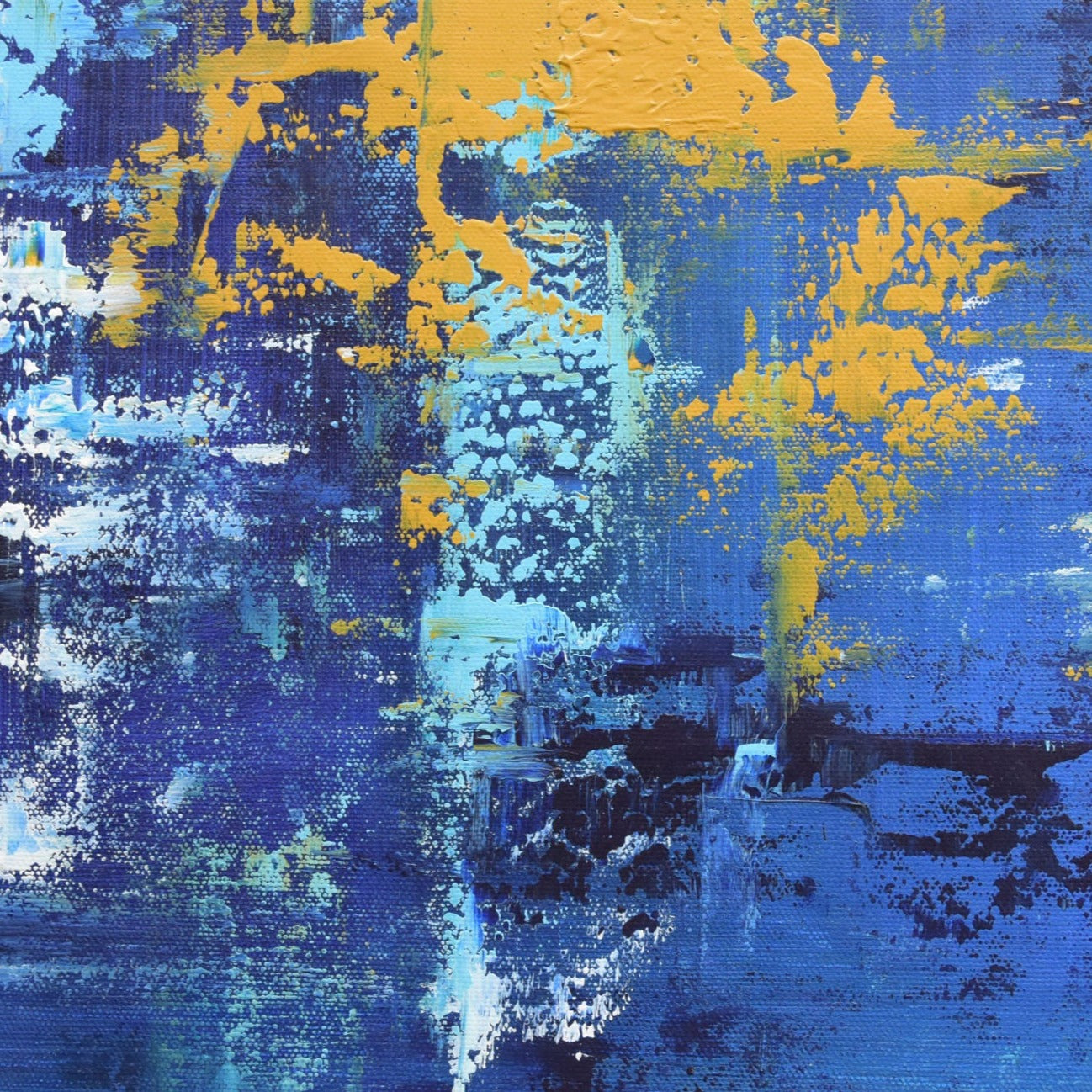 Depth of Blue Handmade Acrylic on Canvas Abstract Wall Painting - Deczo