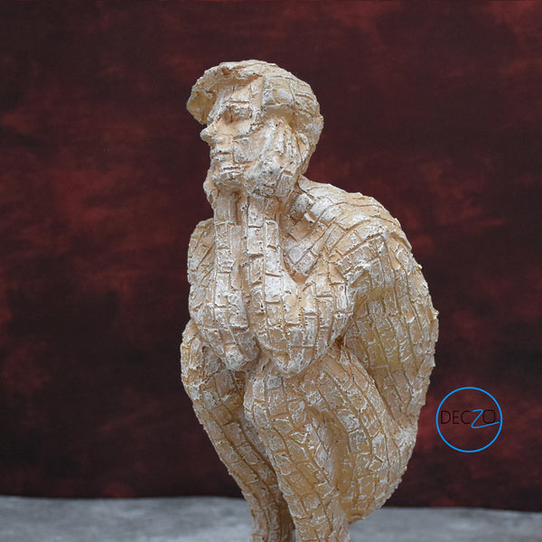 Modern Art Brick Man in Thinking Position Showpiece for Table Decor, Gift