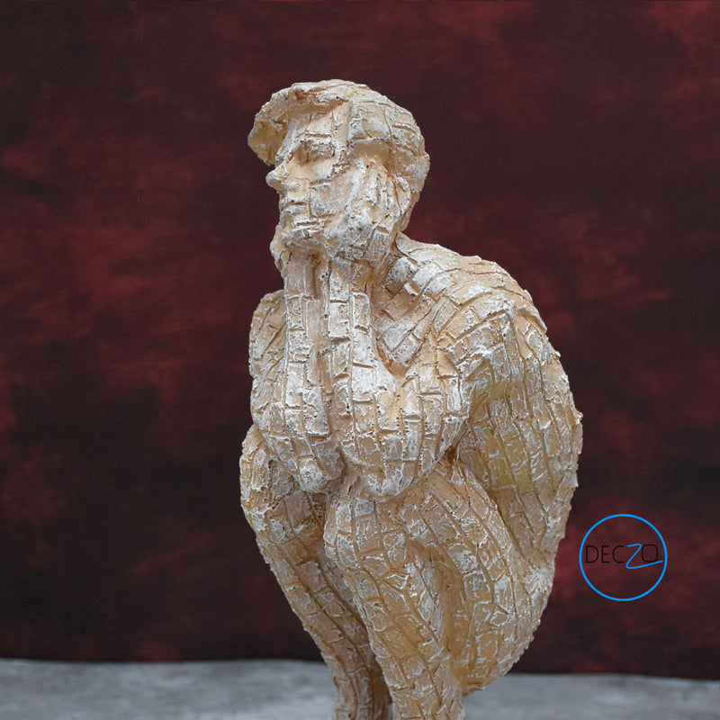 Modern Art Brick Man in Thinking Position Showpiece for Table Decor, Gift