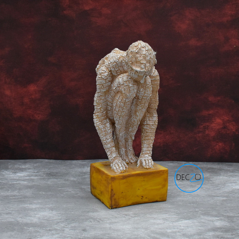 Modern Art Brick Man in Sitting Position Showpiece Table Decor, Gift