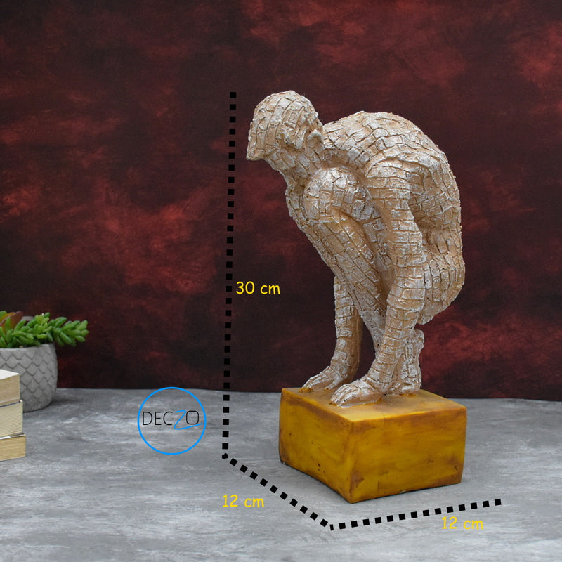 Modern Art Brick Man in Sitting Position Showpiece Table Decor, Gift