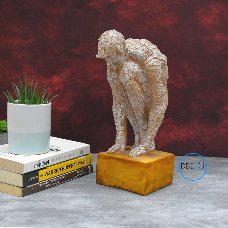 Modern Art Brick Man in Sitting Position Showpiece Table Decor, Gift