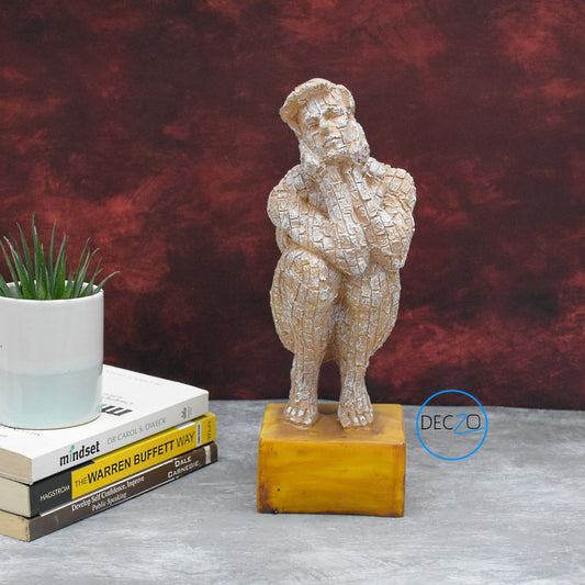 Modern Art Brick Man in Thinking Position Showpiece for Table Decor, Gift