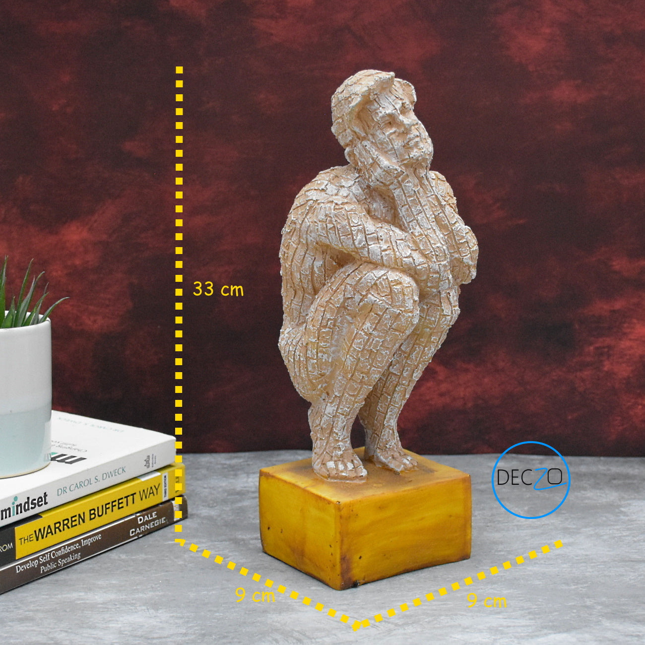 Modern Art Brick Man in Thinking Position Showpiece for Table Decor, Gift