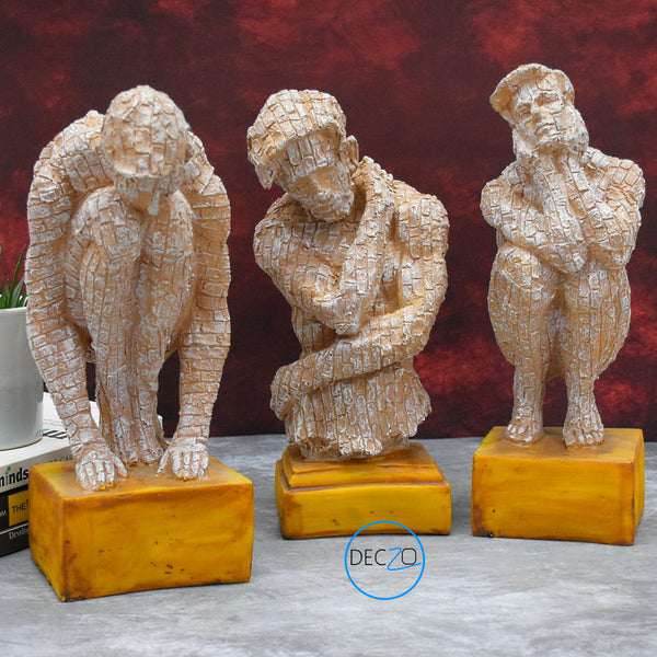 Set of 3 Modern Art Brick Man  for Table Decor, Gift