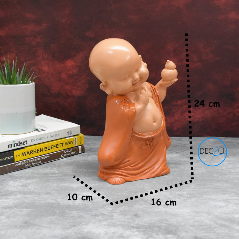 Set of 3 Different Baby Monk Showpieces : Orange