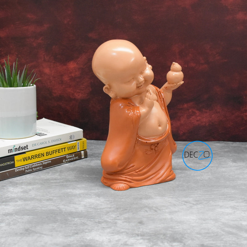 Set of 3 Different Baby Monk Showpieces : Orange