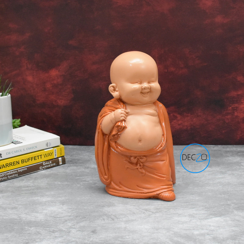 Set of 3 Different Baby Monk Showpieces : Orange