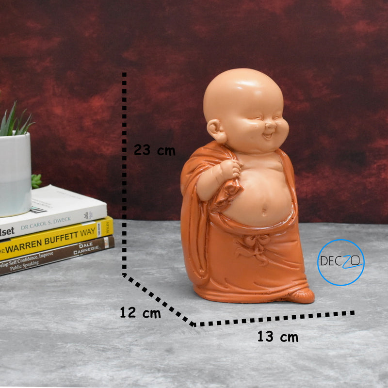 Set of 3 Different Baby Monk Showpieces : Orange