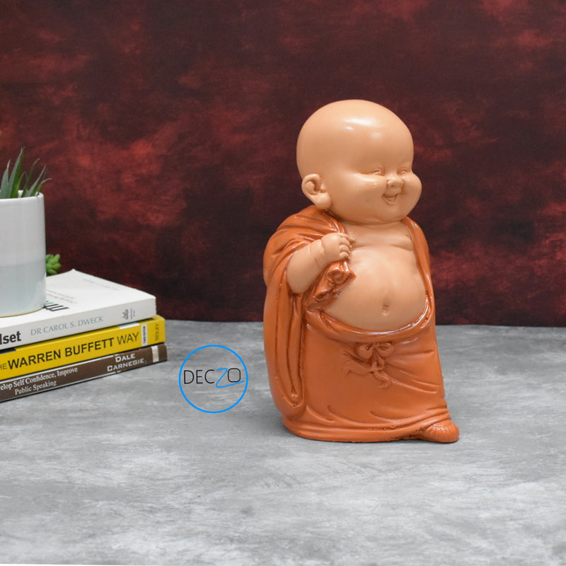 Set of 3 Different Baby Monk Showpieces : Orange